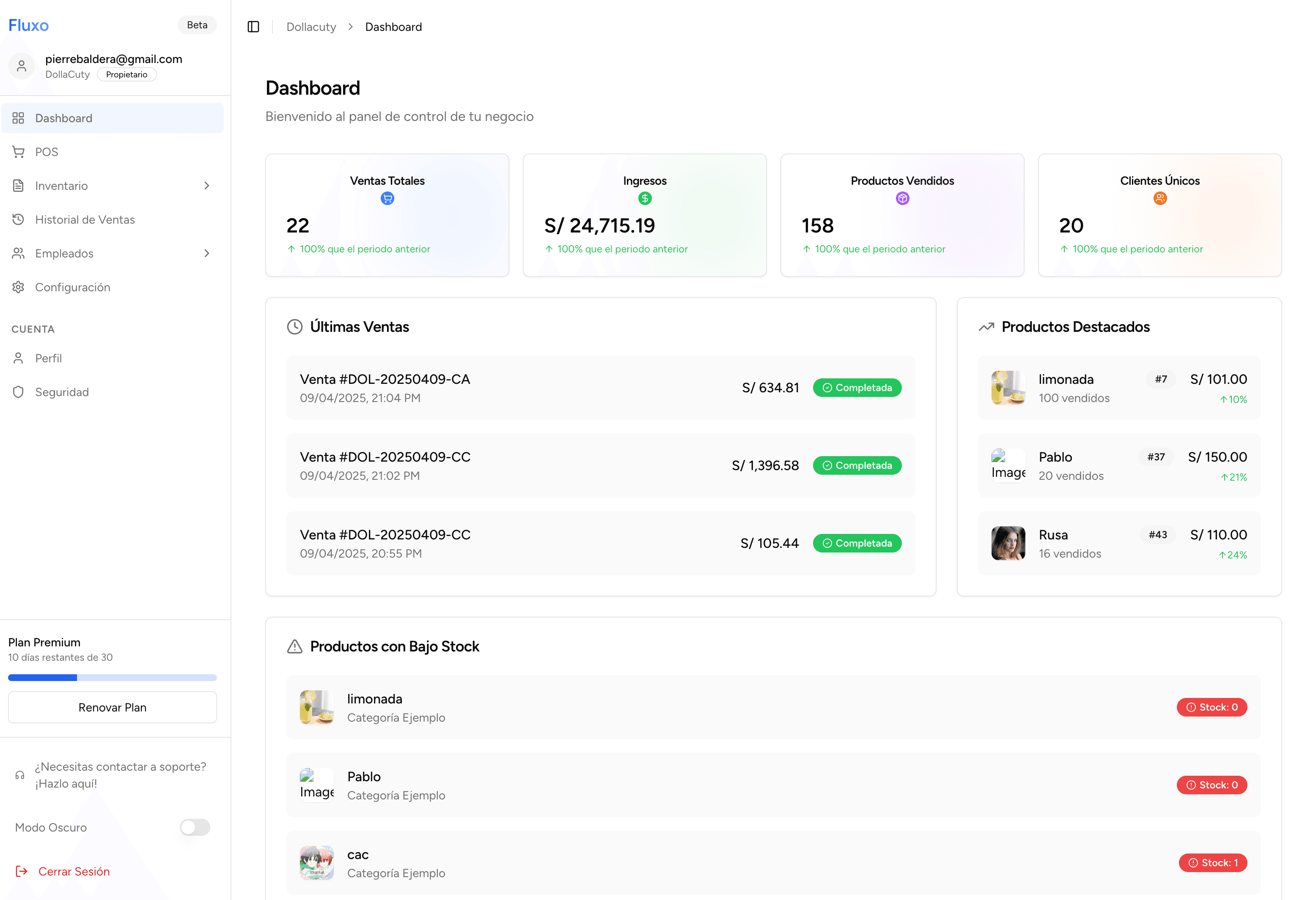 Fluxo Dashboard